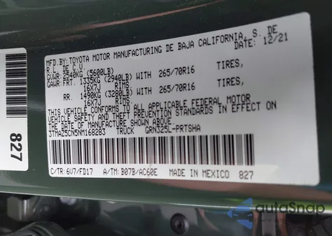 2022 Toyota Tacoma Trd Off Road from USA, damaged, VIN 3TMAZ5CN5NM168283